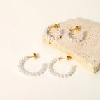 Elegant C Hoop Pearl Earrings