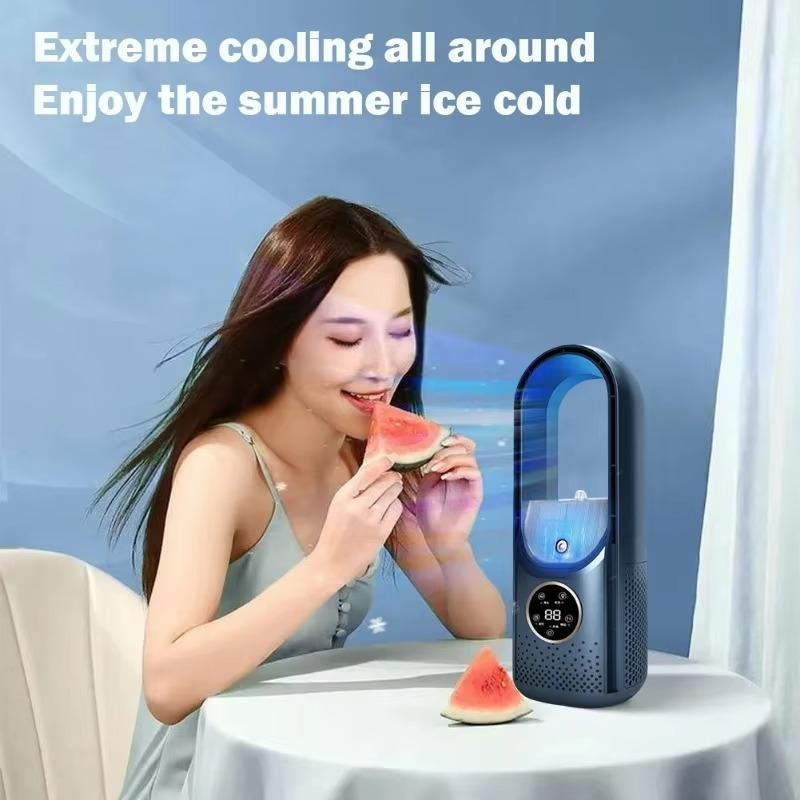 Portable USB Electric Bladeless Cooling Fan, Mini Desktop Air Conditioner