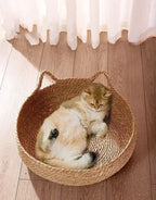 Rattan cat bed handwoven & washable