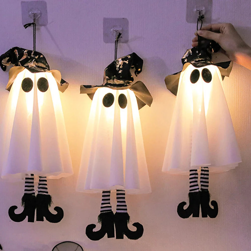 Glow Ghost SpookyShine | LED Hanging Ghosts | Halloween Decoration | Indoor & Outdoor | 1/2/3 Pieces