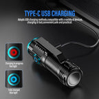 LED Flashlight LumiXPro S-359 | Mini XHP50 | Magnetic & Rechargeable | 1000 Lumens | USB & Clip Function