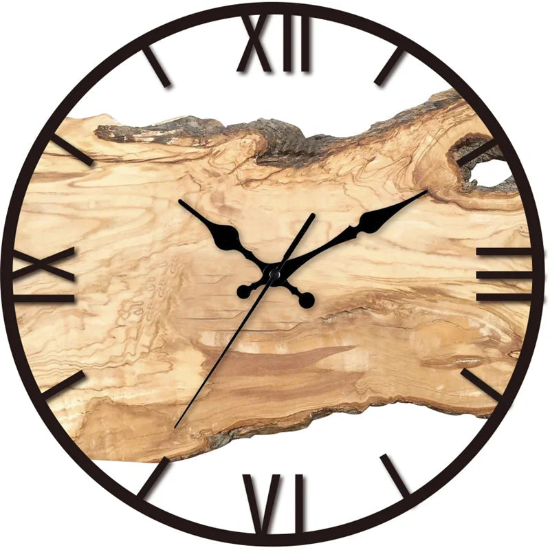 Silent wall clock made of acrylic and wood