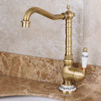 Kitchen faucet made of antique brass with ceramic handle - 360° swivel | Traditional design
