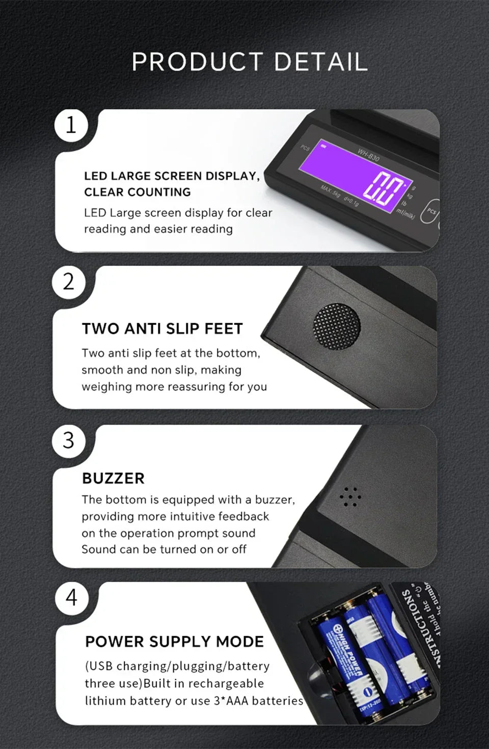 5 kg/0.1 g and 10 kg/1 g digital electronic kitchen scale, LCD display, fully waterproof stainless steel weighing tool for baking