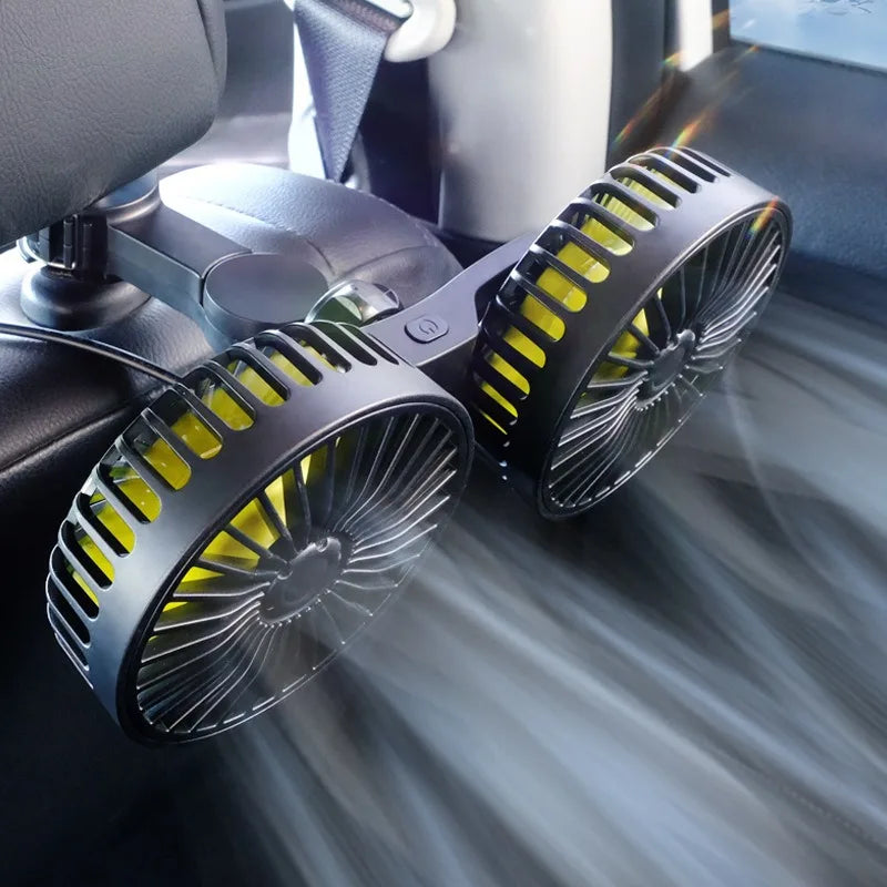Auto Cooling Fan AIRCURA DUO | 3 Speeds | USB Charging | 360° Rotatable | For Backseat & Headrest