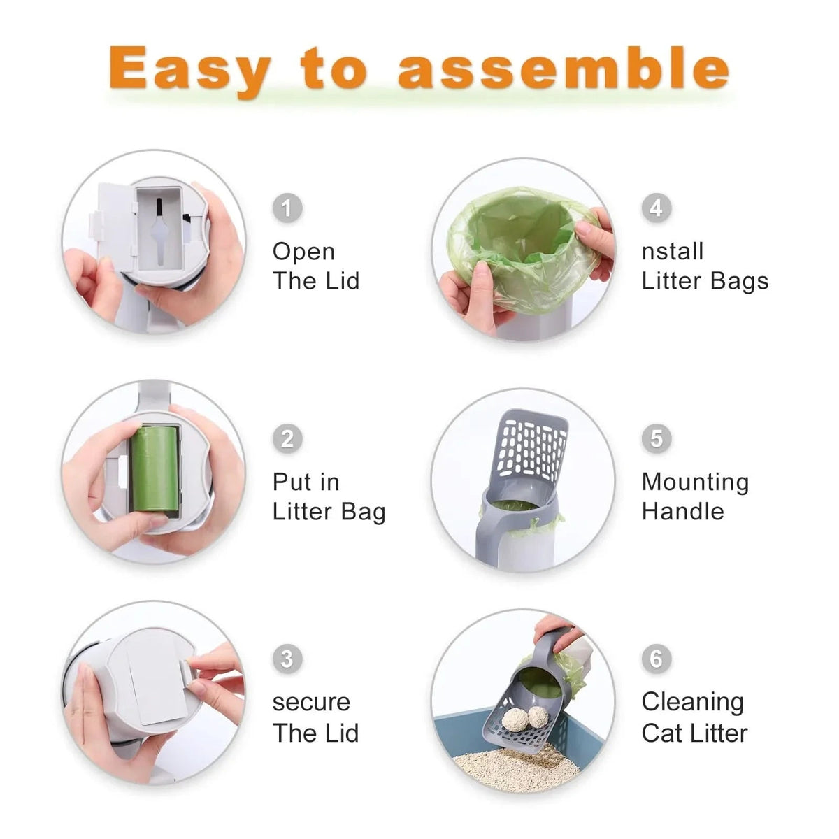 Hygienic cat scoop with odour-stop function