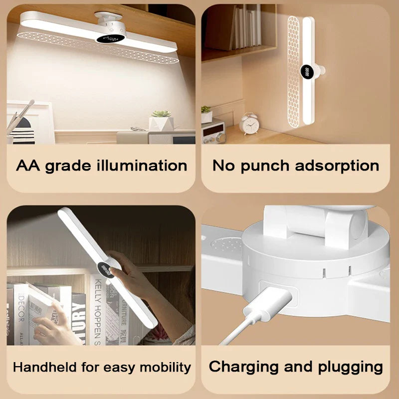 LED Desk Lamp ClarioMag | With Clock & Alarm | Magnetic & USB Rechargeable | Steplessly Dimmable | 35 cm
