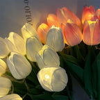 LED lamp with artificial tulip bouquet perfect for gifts or as wedding party home decorations