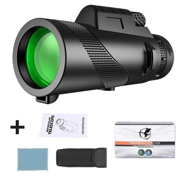 80x100 HD Zoom Monocular Telescope: Powerful portable binoculars for hunting, camping, and outdoor exploration