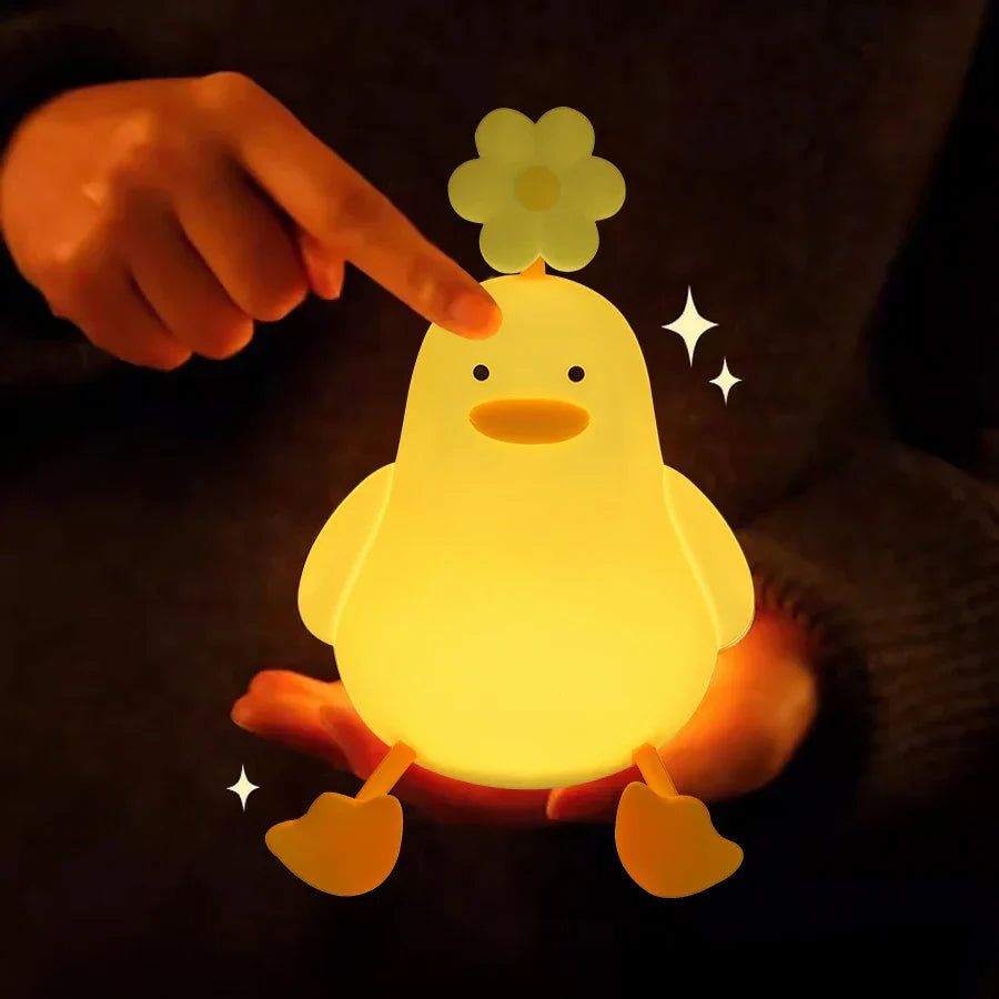 Cute Flower Duck Phone Holder Night Lamp