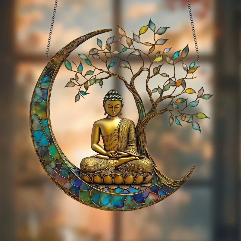 Acrylic Sun Catcher ZenLight | 2D Buddha Decor | Window & Home Accessory | Spiritual Room Design