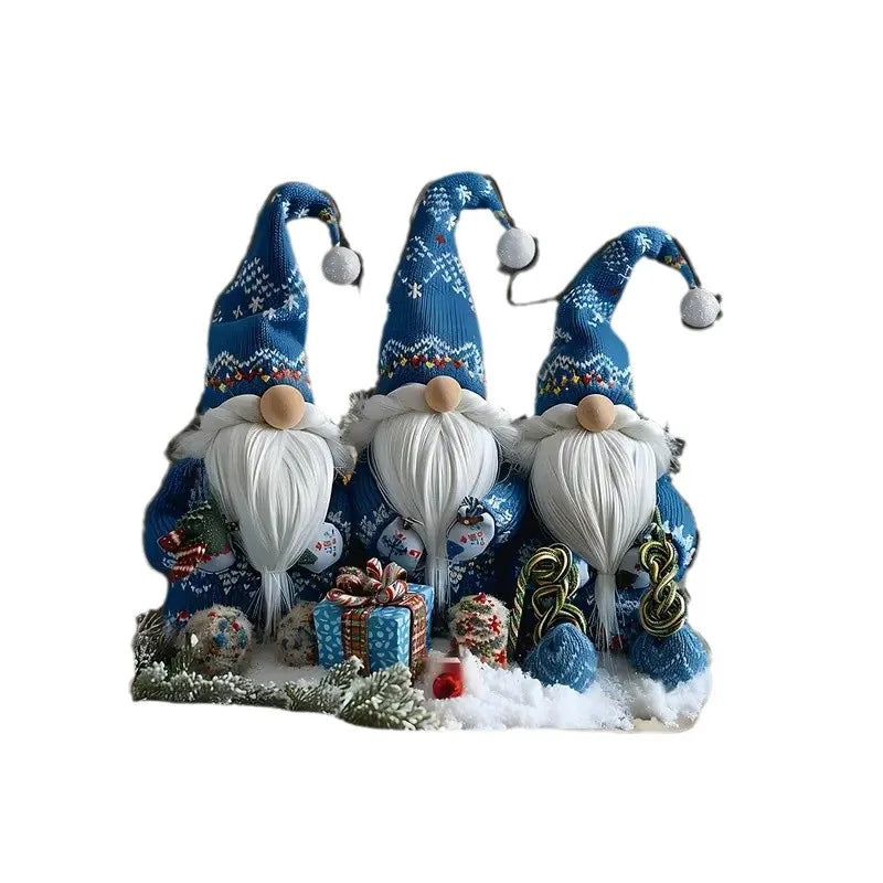 GlasNordic Christmas Gnome Decoration | Acrylic Table Figure 18 cm | 3 Gnomes in Blue | Festive Decoration for Living Room, Kitchen & Office