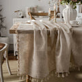 2023 Cotton-Linen Tablecloth with Tassels, Rectangular Tablecloth for Dining Table, Coffee-Tea Tablecloths, Wedding Easter Decoration
