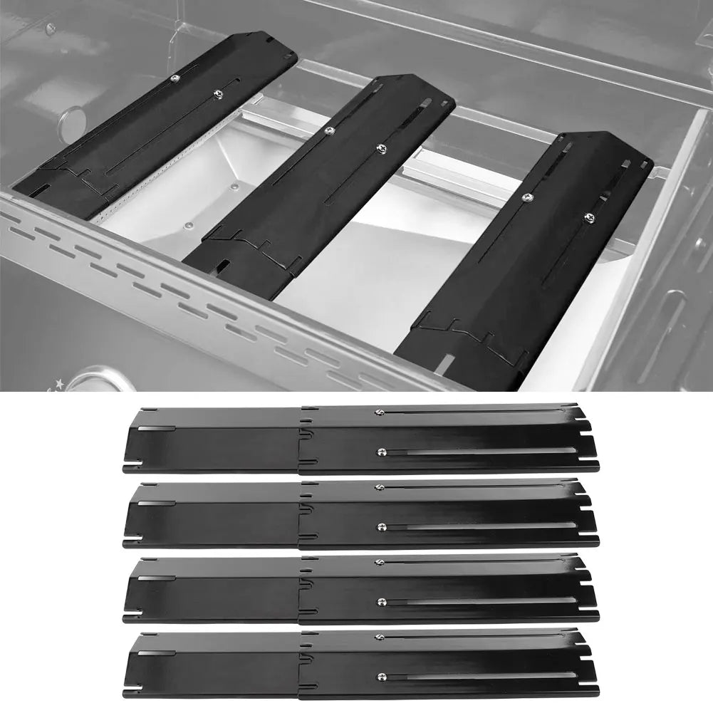 Grill shield Adjustable heat shield for gas grills | Replacement thermal plates made of enamel | 2/4 pair set | Universal adjustable 30–56 cm