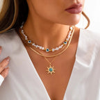 EthnoCharm Necklace Set – Sunflower & Evil Eye Accessories