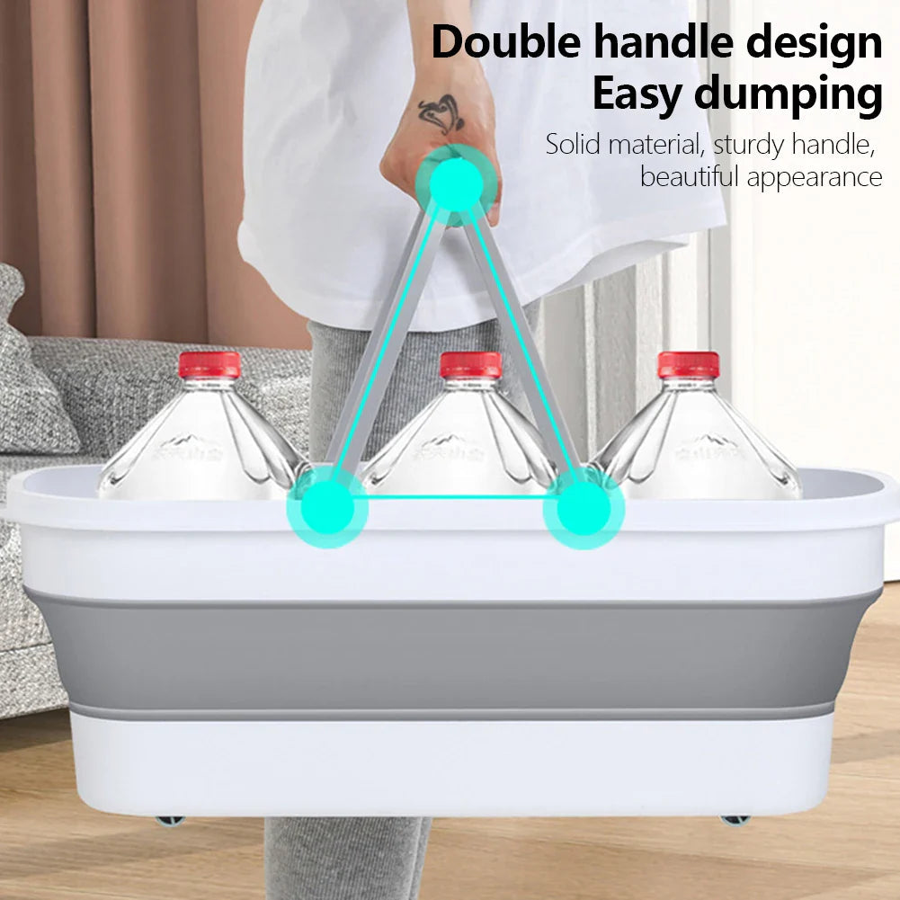 Foldora Foldable Rectangular Wash Basin | Portable Bucket with Large Capacity | For Camping, Household & Travel