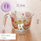 Retro Flowers Measuring Cup with Lid