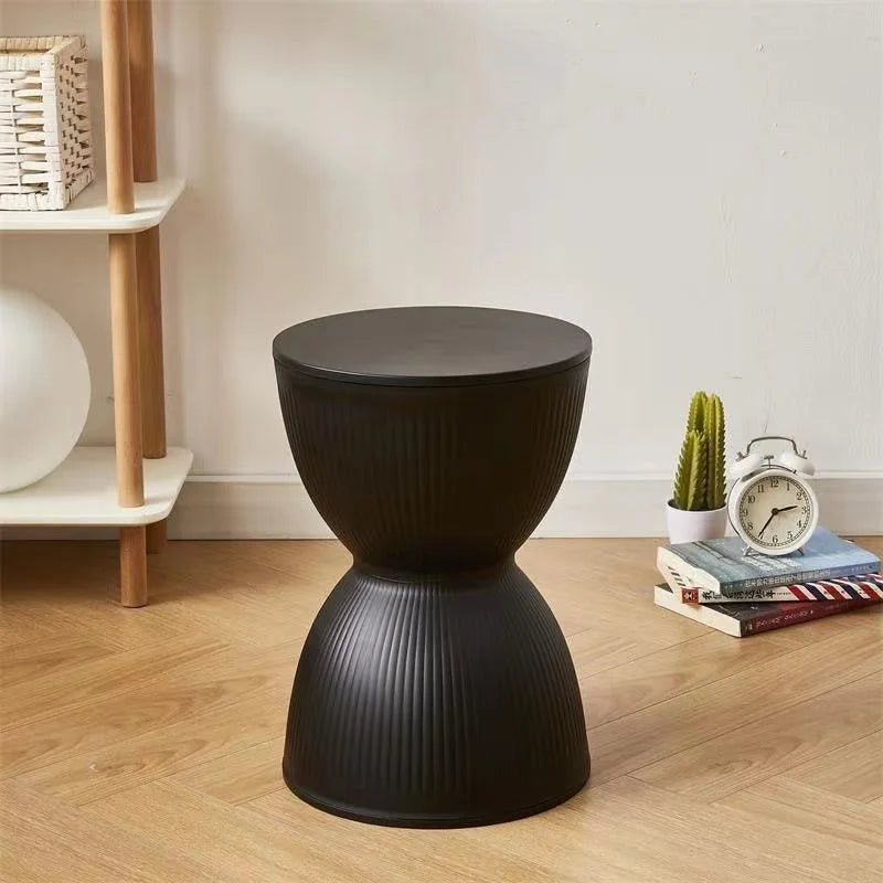 Nordic Plastic Low Side Table with Hourglass Design