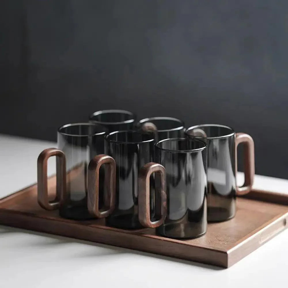 Glass Mug with Wood Large and Durable