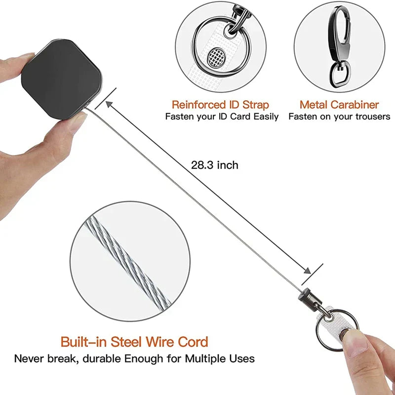 Metal Retractable Carabiner Keychain with Steel Cord – Safety Reel 71.8 cm
