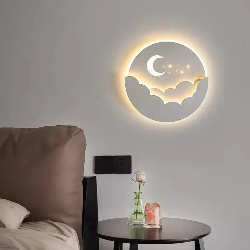 LED wall light with moon and stars