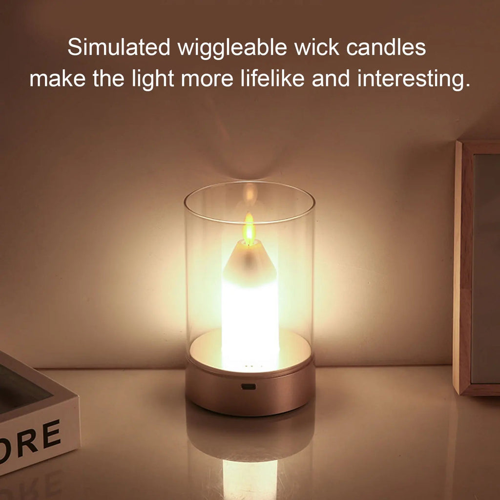 AuraFlame LED Candle | Gesture Control & Stepless Dimmable | USB Rechargeable | Warm Light 2400K | 8.5 × 8.5 × 13 cm