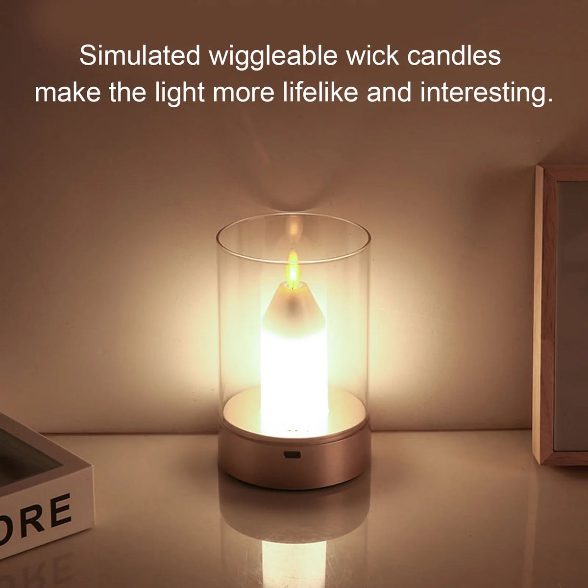 AuraFlame LED Candle | Gesture Control & Stepless Dimmable | USB Rechargeable | Warm Light 2400K | 8.5 × 8.5 × 13 cm