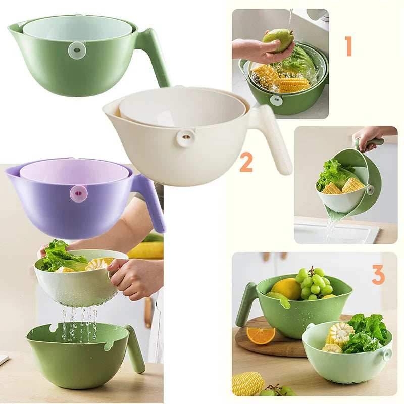 Double Layer Quick Vegetable Drainer Basket