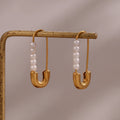 18k Pearl Accented Safety Pin Earrings