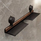 Over Sink Suction Cup Walnut Bathroom Rack