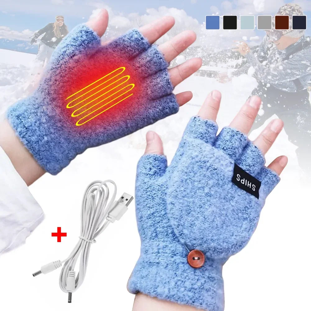 USB rechargeable warm wave heated gloves