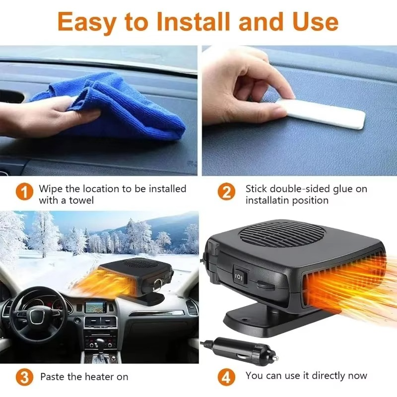Portable Car Heater and Defroster, 2-in-1 Heating and Cooling Fan for Windshield and Cab