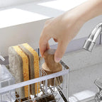 SteelNest | Sink organizer made of stainless steel | Sponge & soap holder with drip tray | 21×8.2×10 cm