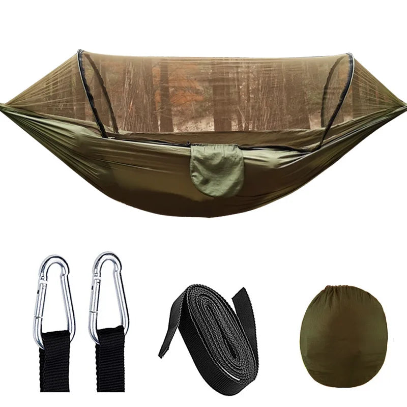 OutdoorRelax Hammock with Mosquito Net and Quick Closure – 200 kg load capacity