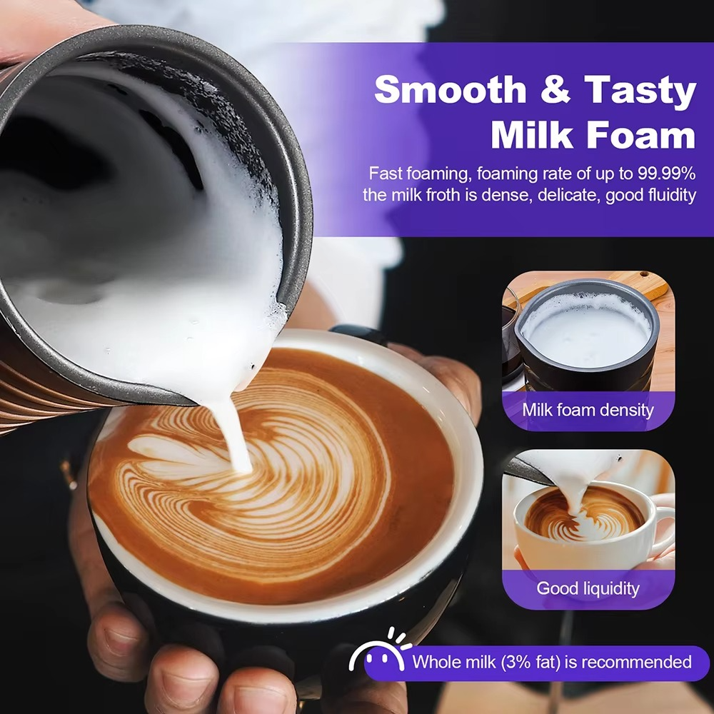 Versatile 4-in-1 Electric Milk Frother for Hot and Cold Beverages
