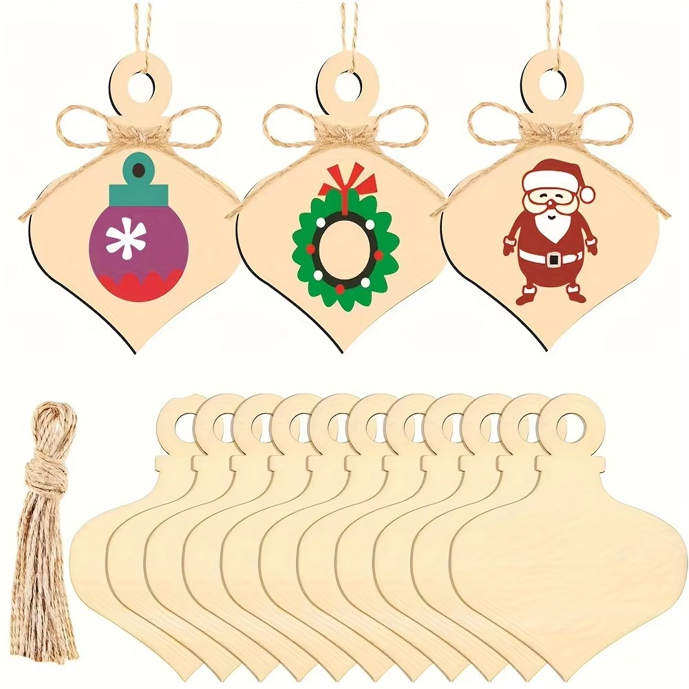 10pcs 4x3in Unfinished Wooden Heart Ornaments for DIY Crafts and Holiday Decorations