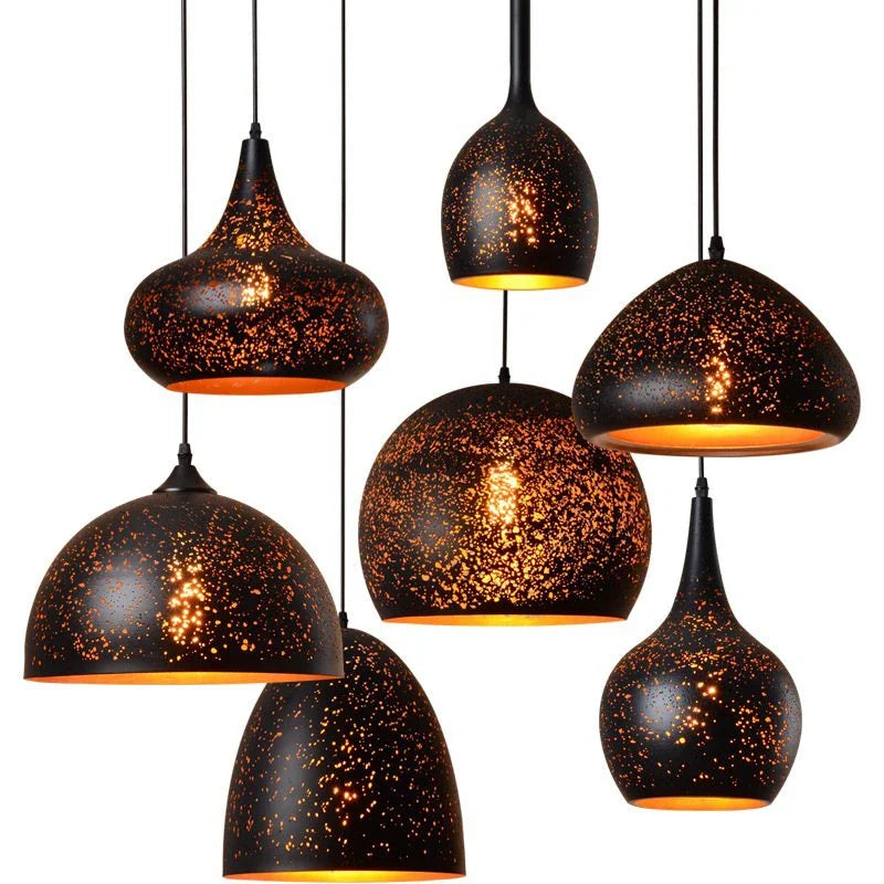 Vintage Iron Pendant Lamp in Scandinavian Retro Loft Style