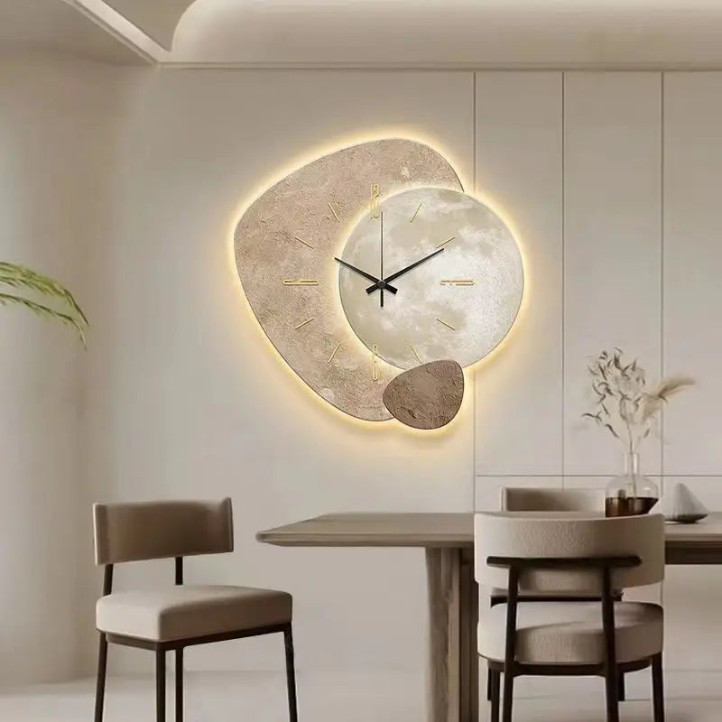Scandinavian Luxurious Wall Clock – Modern Design with Lighting