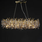 Long Crystal Pendant Chandelier | Nordic LED Island Light with Remote Control (G9)