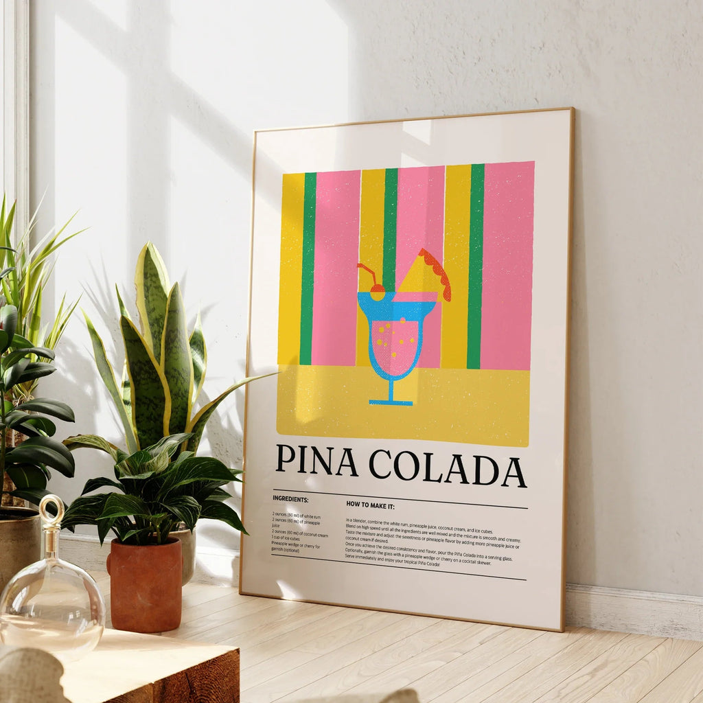 Piña Colada Cocktail Wall Art – Tropical & Stylish Decor
