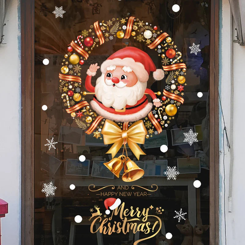 Glimoria | Christmas Window Stickers 2025 | Santa Claus & Christmas Tree | Removable Window Stickers for Glass & Walls | Festive Decor for Christmas & New Year