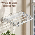 DryFold Wall-Mounted Folding Clothes Drying Rack | Foldable & Space-Saving | With Wind-Resistant Clips | Plastic/Stainless Steel