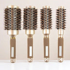 Round Brush Set GLOSSENTA | Ions-Ceramic & Boar Bristles | Anti-frizz & Volume | 25–53 mm Ø