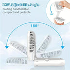 Airlio Foldable USB Fan 3000mAh | 4-Level Air Cooler | Hand, Table & Neck Fan | Power Bank Function | 180° Rotatable