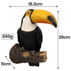 Toucan Figure TropiJoy | Hand-painted tree decoration | Hanging garden statue made of resin | 29 × 19.3 × 11 cm