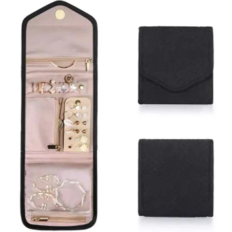 Jewelry bag Velmora Roll | Foldable & Space-saving | For Travel & Home | Velvet look in 3 colors