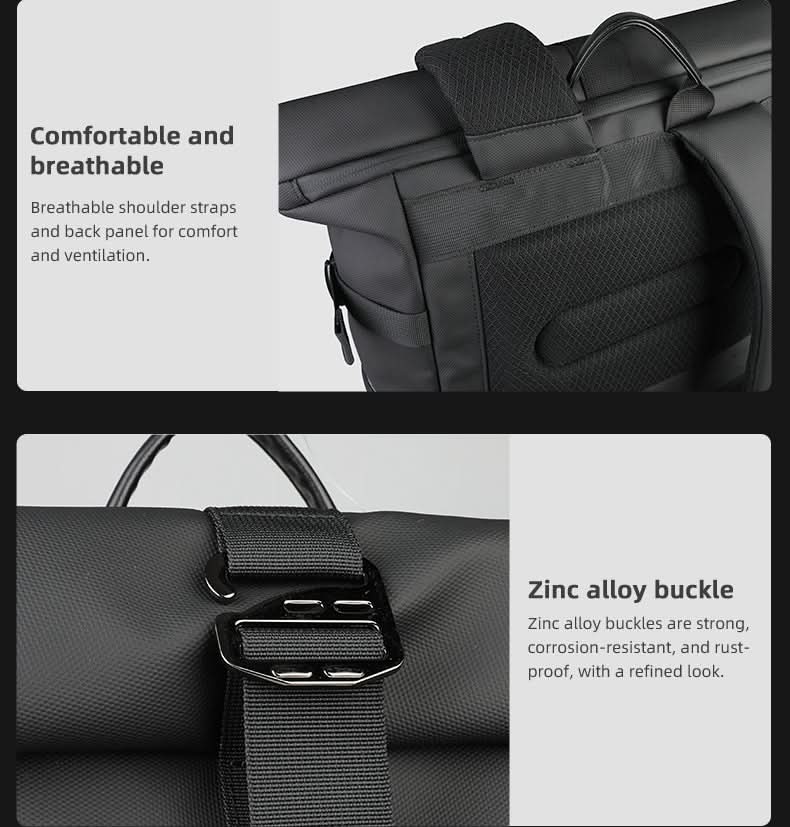 Expandable outdoor backpack with large volume & laptop compartment