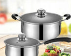 3 piece cookware set made of stainless steel