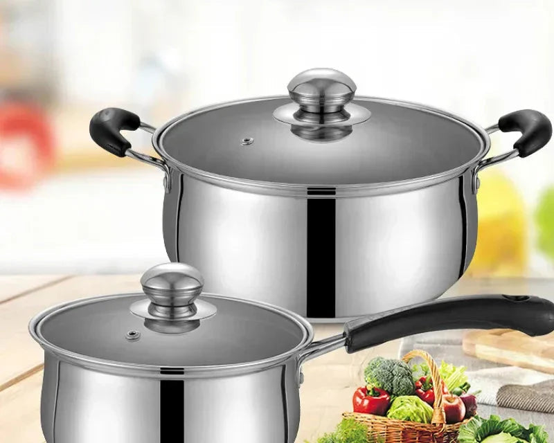 3 piece cookware set made of stainless steel