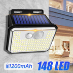 Solentra Solar Wall Light Outdoor with Motion Sensor | 148 LEDs | IP65 Waterproof | 3 Modes | Super Bright & Wireless